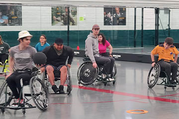Students participating in the adaptive sports day