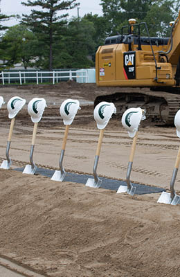 Shovels in the ground at Student Recreation and Wellness Center