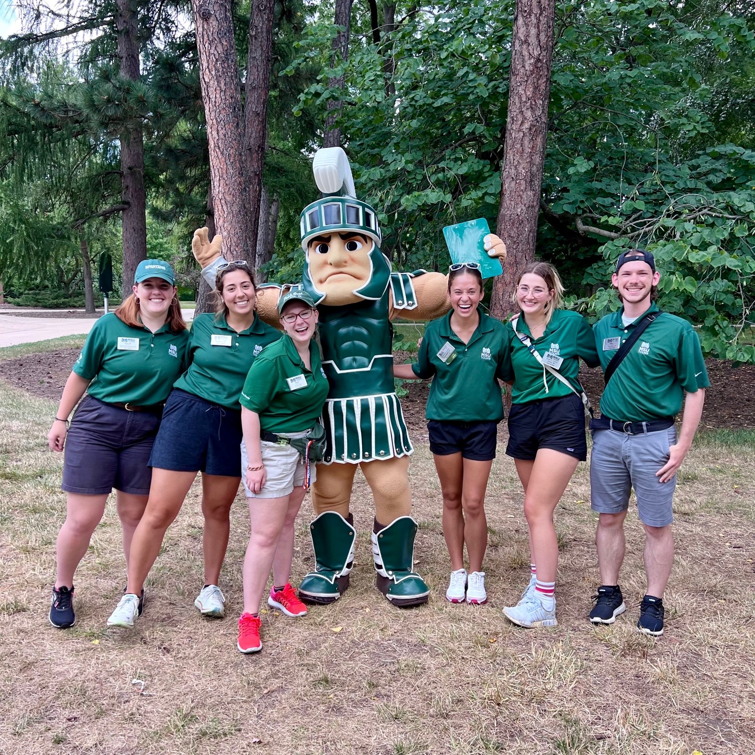 MSU Tour Guides post with Sparty