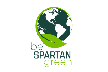 Be Spartan Green graphic shows a hand holding the Earth