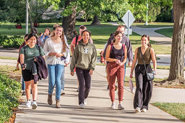 Students walking on campus